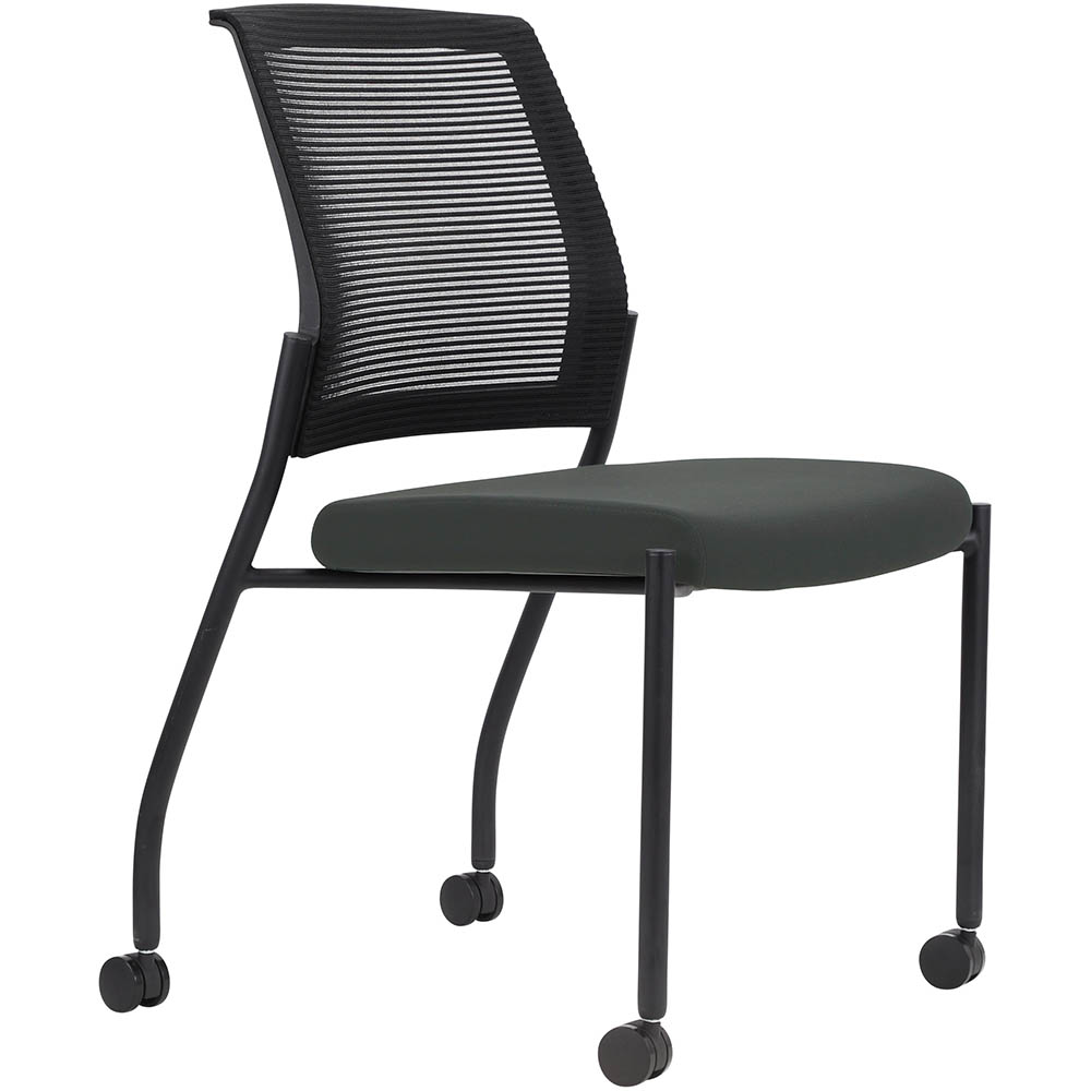 Image for URBIN 4 LEG MESH BACK CHAIR CASTORS BLACK FRAME SLATE SEAT from Office National