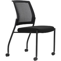 urbin 4 leg mesh back chair castors black frame onyx seat