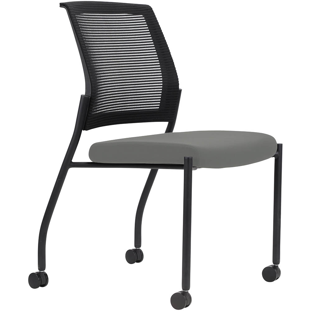 Image for URBIN 4 LEG MESH BACK CHAIR CASTORS BLACK FRAME STEEL SEAT from Chris Humphrey Office National