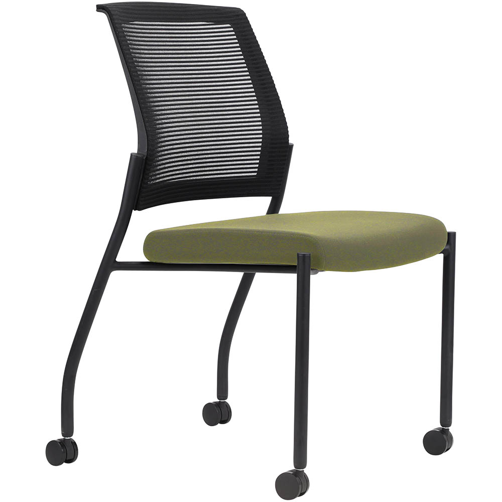 Image for URBIN 4 LEG MESH BACK CHAIR CASTORS BLACK FRAME APPLE SEAT from Office National