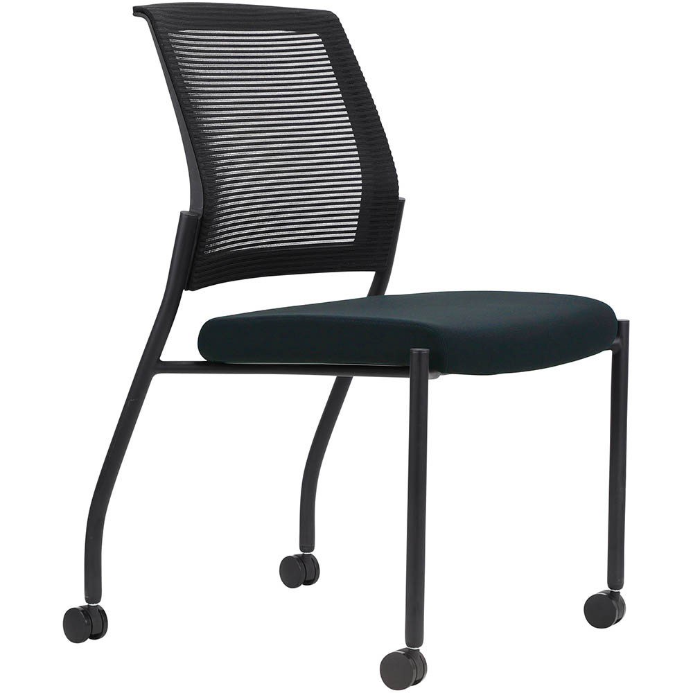 Image for URBIN 4 LEG MESH BACK CHAIR CASTORS BLACK FRAME NAVY SEAT from C & G Office National