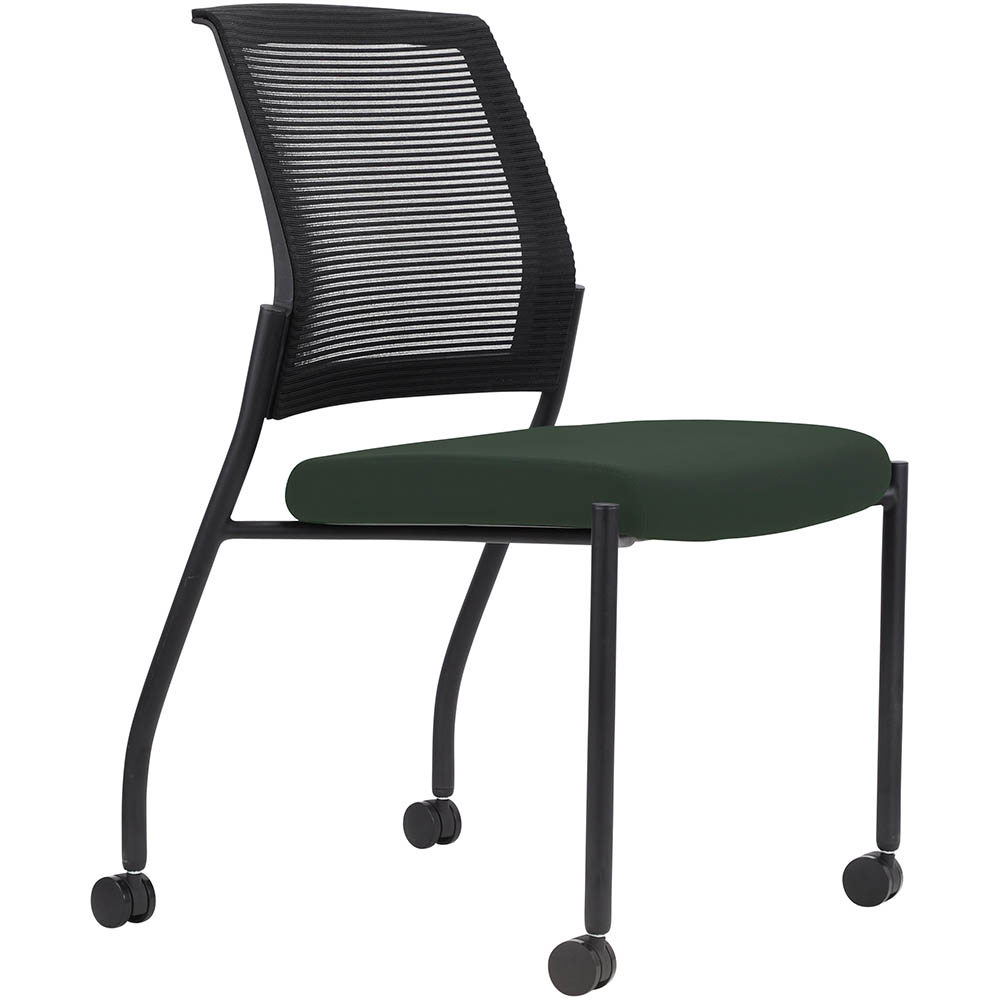 Image for URBIN 4 LEG MESH BACK CHAIR CASTORS BLACK FRAME FOREST SEAT from Officebarn Office National