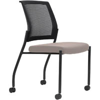 urbin 4 leg mesh back chair castors black frame petal seat
