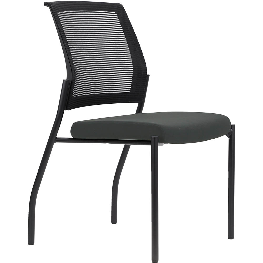 Image for URBIN 4 LEG MESH BACK CHAIR GLIDES BLACK FRAME SLATE SEAT from PaperChase Office National