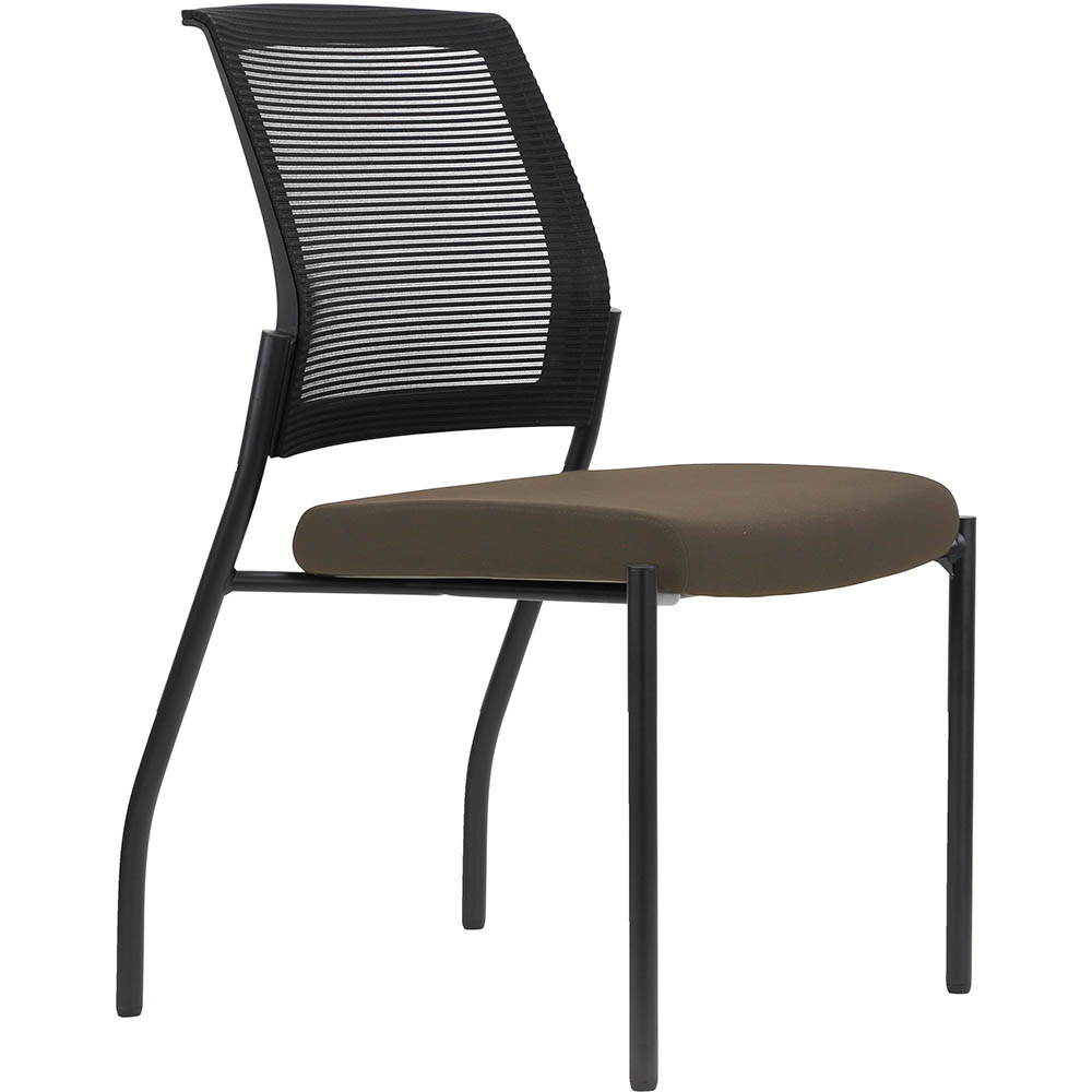 Image for URBIN 4 LEG MESH BACK CHAIR GLIDES BLACK FRAME CHOCOLATE SEAT from PaperChase Office National