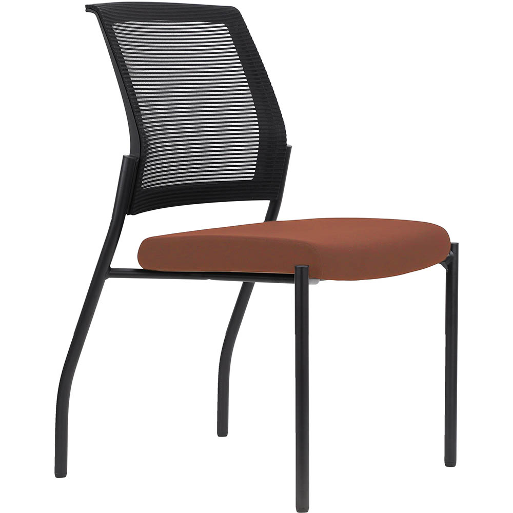 Image for URBIN 4 LEG MESH BACK CHAIR GLIDES BLACK FRAME BRICK SEAT from PaperChase Office National