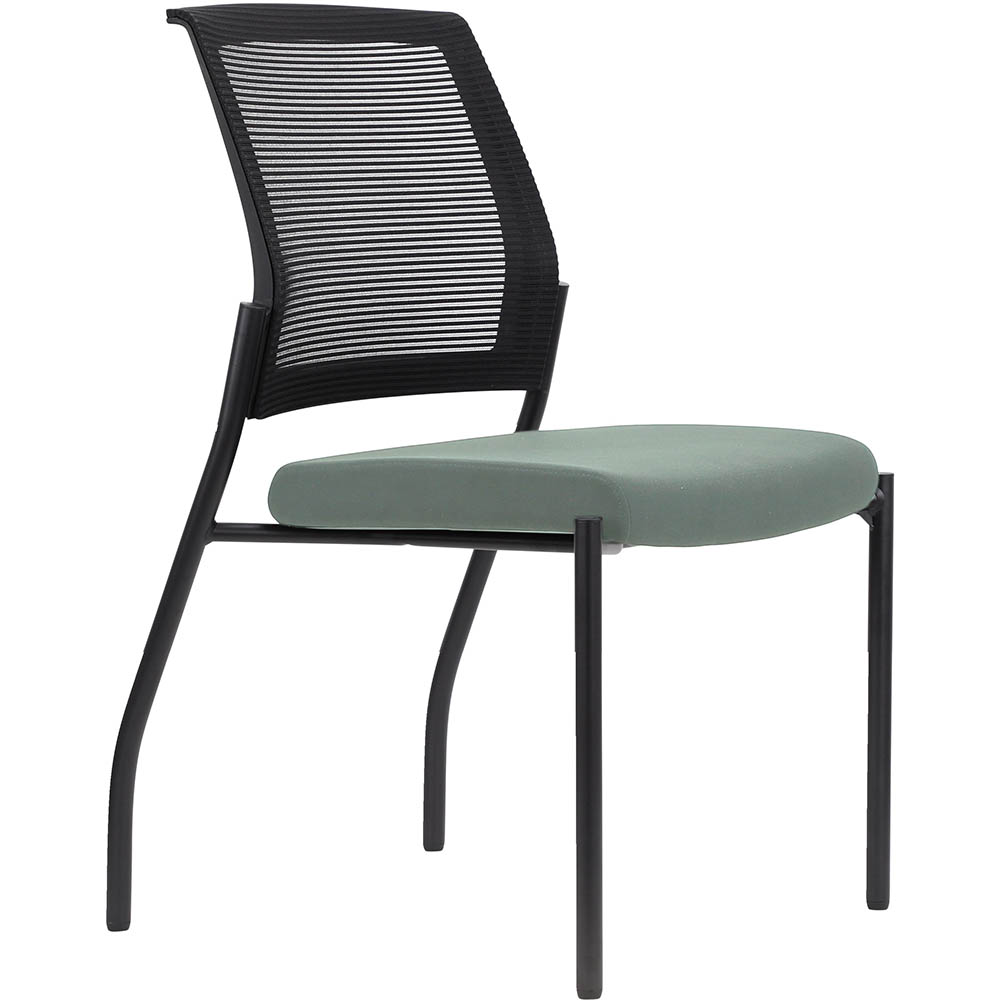 Image for URBIN 4 LEG MESH BACK CHAIR GLIDES BLACK FRAME CLOUD SEAT from Ezi Office National Tweed