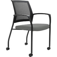 urbin 4 leg mesh back armchair castors black frame steel seat