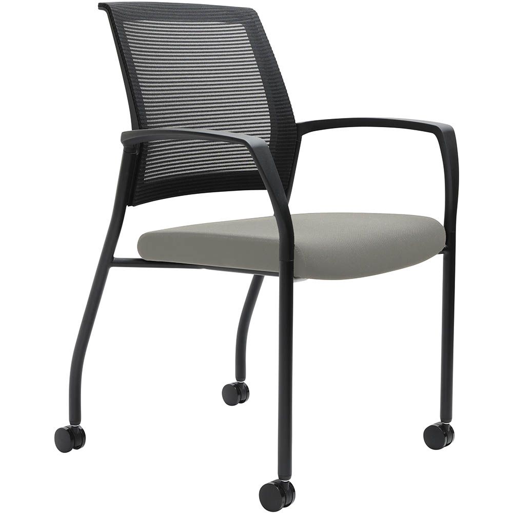 Image for URBIN 4 LEG MESH BACK ARMCHAIR CASTORS BLACK FRAME SAND SEAT from PaperChase Office National