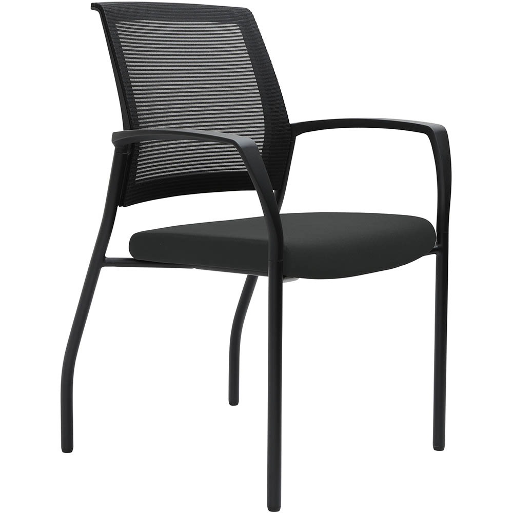Image for URBIN 4 LEG MESH BACK ARMCHAIR GLIDES BLACK FRAME SLATE SEAT from Copylink Office National