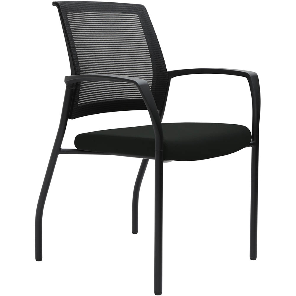 Image for URBIN 4 LEG MESH BACK ARMCHAIR GLIDES BLACK FRAME ONYX SEAT from Chris Humphrey Office National