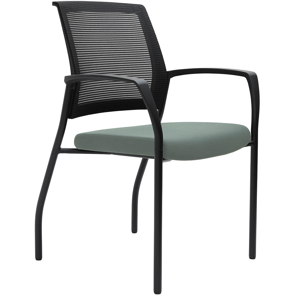 Image for URBIN 4 LEG MESH BACK ARMCHAIR GLIDES BLACK FRAME CLOUD SEAT from Office National