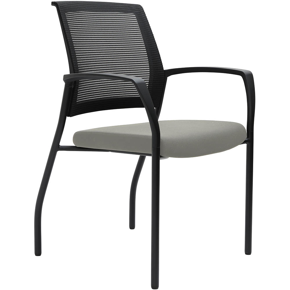 Image for URBIN 4 LEG MESH BACK ARMCHAIR GLIDES BLACK FRAME SAND SEAT from Surry Office National