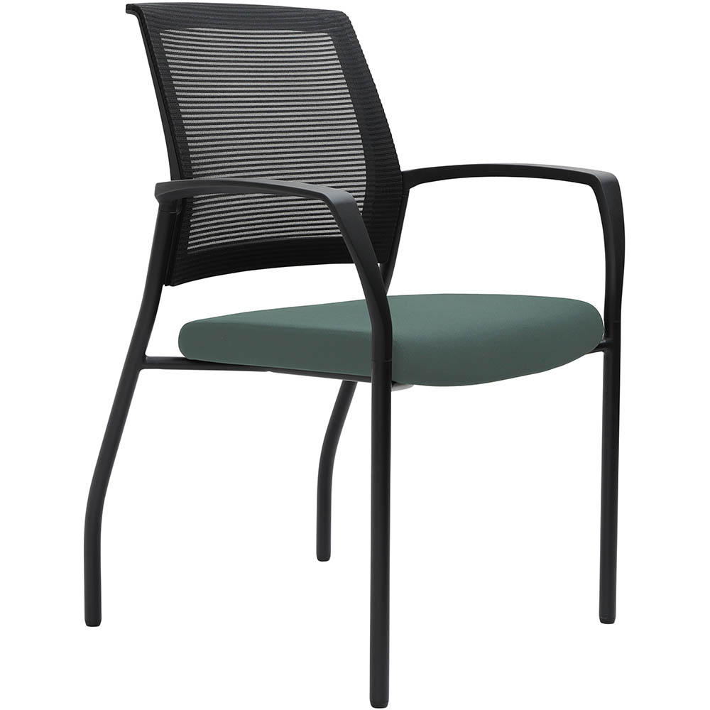 Image for URBIN 4 LEG MESH BACK ARMCHAIR GLIDES BLACK FRAME TEAL SEAT from Ezi Office National Tweed