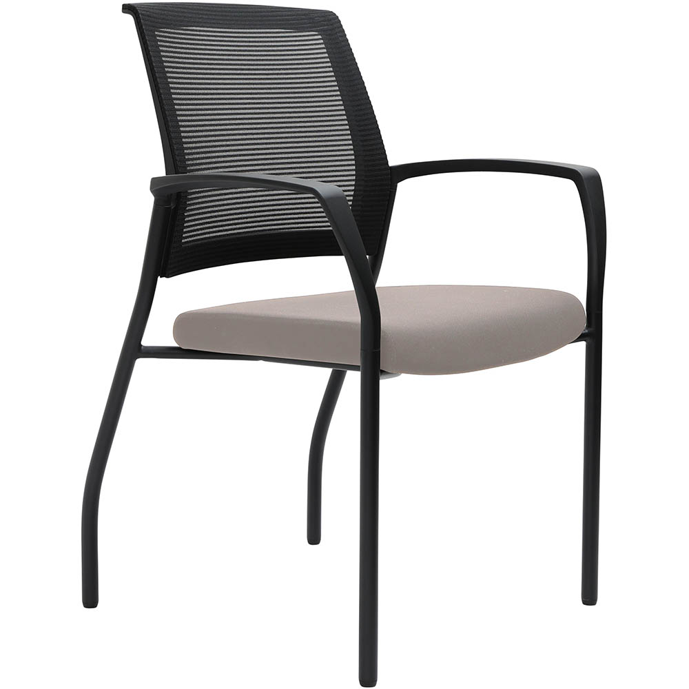 Image for URBIN 4 LEG MESH BACK ARMCHAIR GLIDES BLACK FRAME PETAL SEAT from Surry Office National