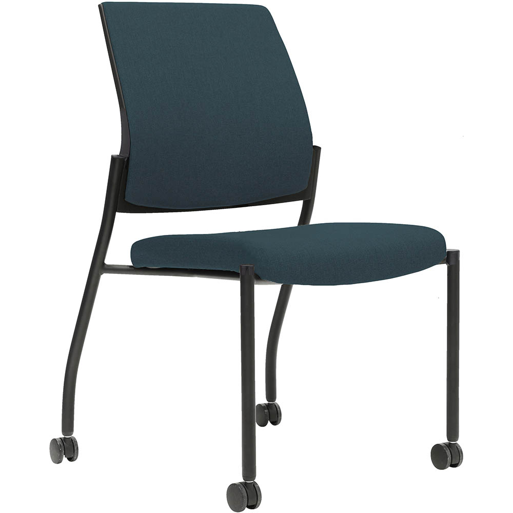 Image for URBIN 4 LEG CHAIR CASTORS BLACK FRAME DENIM SEAT AND INNER BACK from Office National