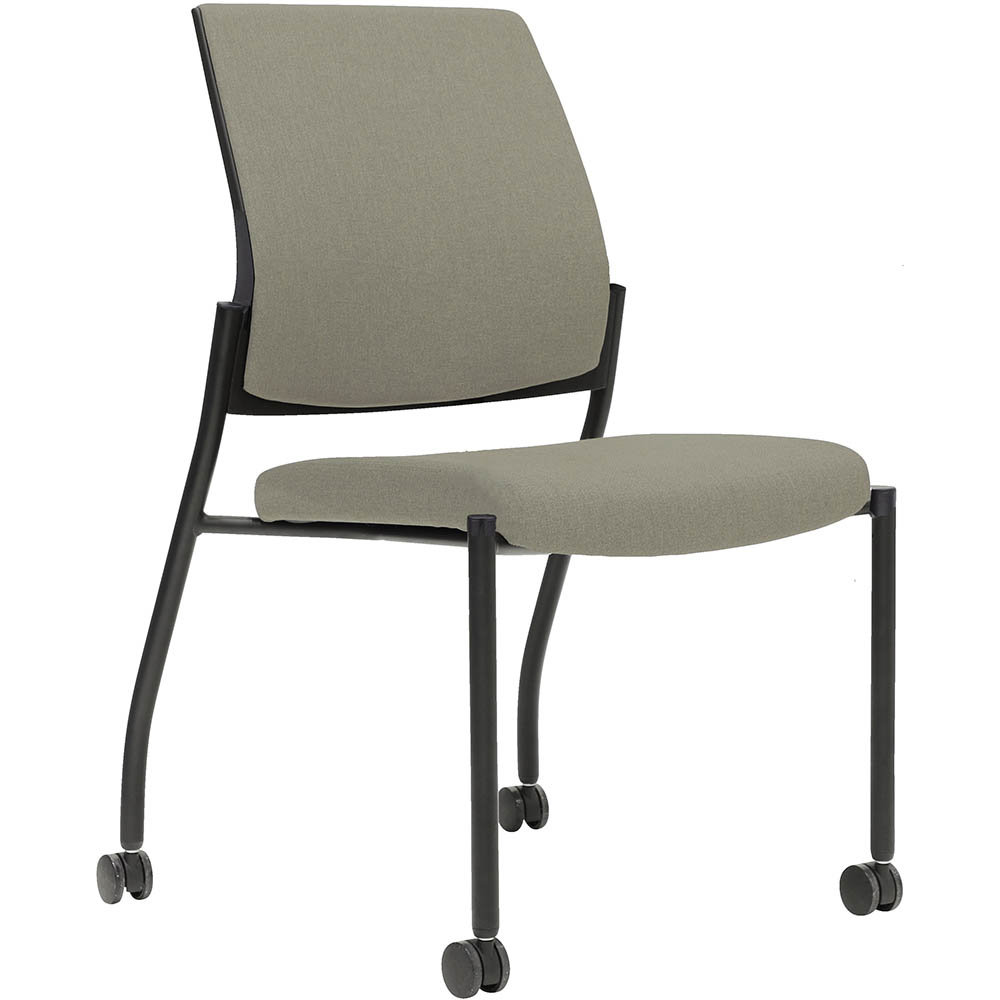 Image for URBIN 4 LEG CHAIR CASTORS BLACK FRAME DRIFTWOOD SEAT AND INNER BACK from Office National Caloundra Business Supplies