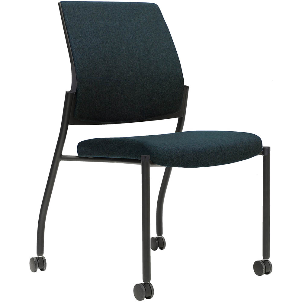 Image for URBIN 4 LEG CHAIR CASTORS BLACK FRAME NAVY SEAT AND INNER BACK from Officebarn Office National