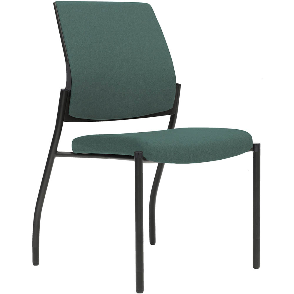 Image for URBIN 4 LEG CHAIR GLIDES BLACK FRAME TEAL SEAT AND INNER BACK from Coleman's Office National