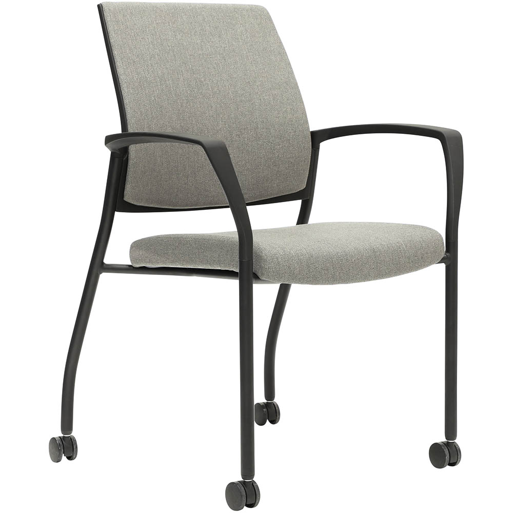Image for URBIN 4 LEG ARMCHAIR CASTORS BLACK FRAME ICE SEAT AND INNER BACK from Coffs Coast Office National