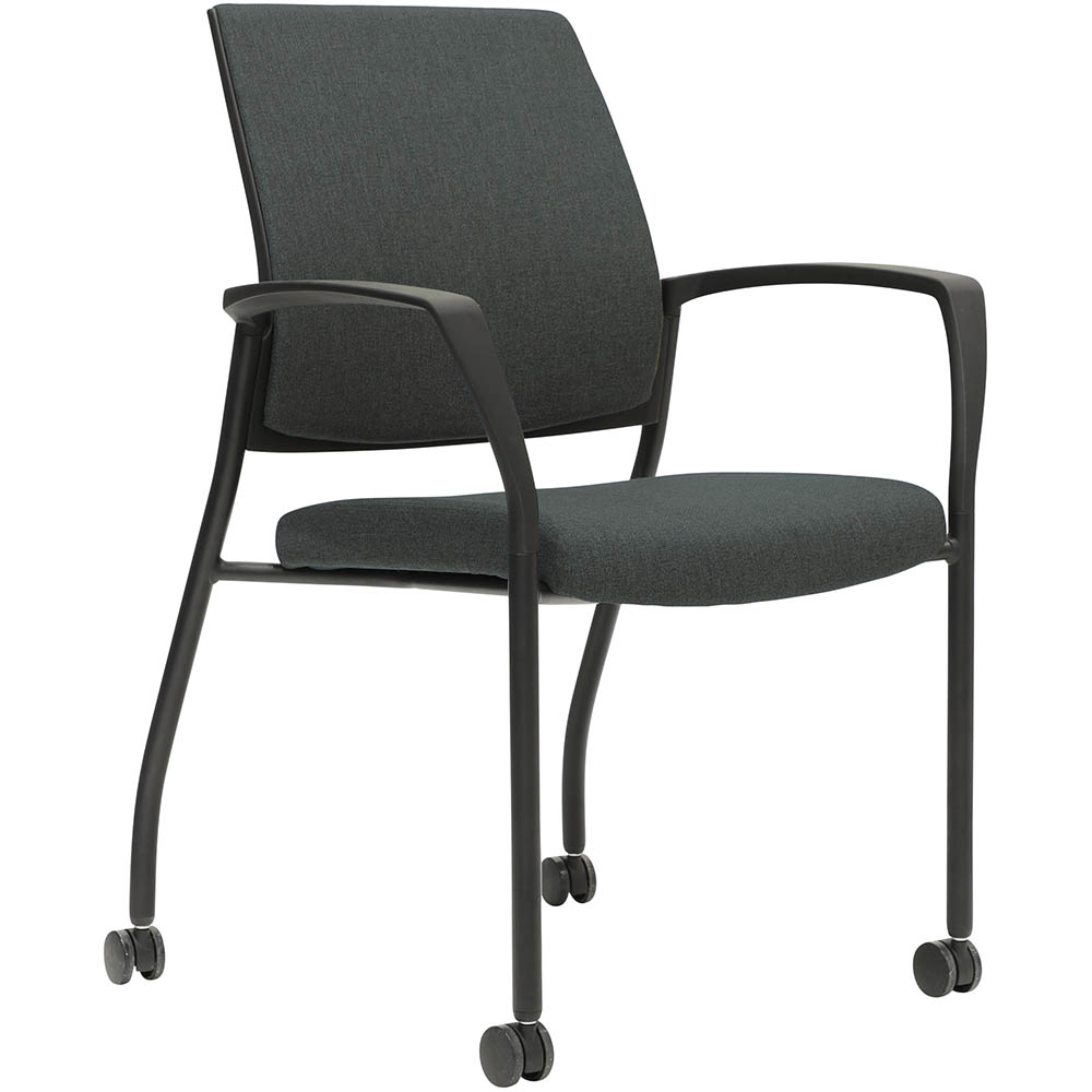 Image for URBIN 4 LEG ARMCHAIR CASTORS BLACK FRAME SLATE SEAT AND INNER BACK from Ezi Office National Tweed
