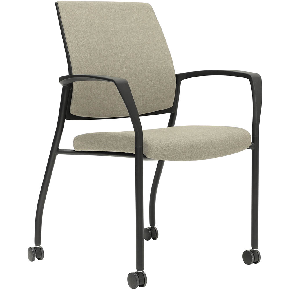 Image for URBIN 4 LEG ARMCHAIR CASTORS BLACK FRAME DRIFTWOOD SEAT AND INNER BACK from Ezi Office Supplies Gold Coast Office National