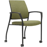 urbin 4 leg armchair castors black frame apple seat and inner back