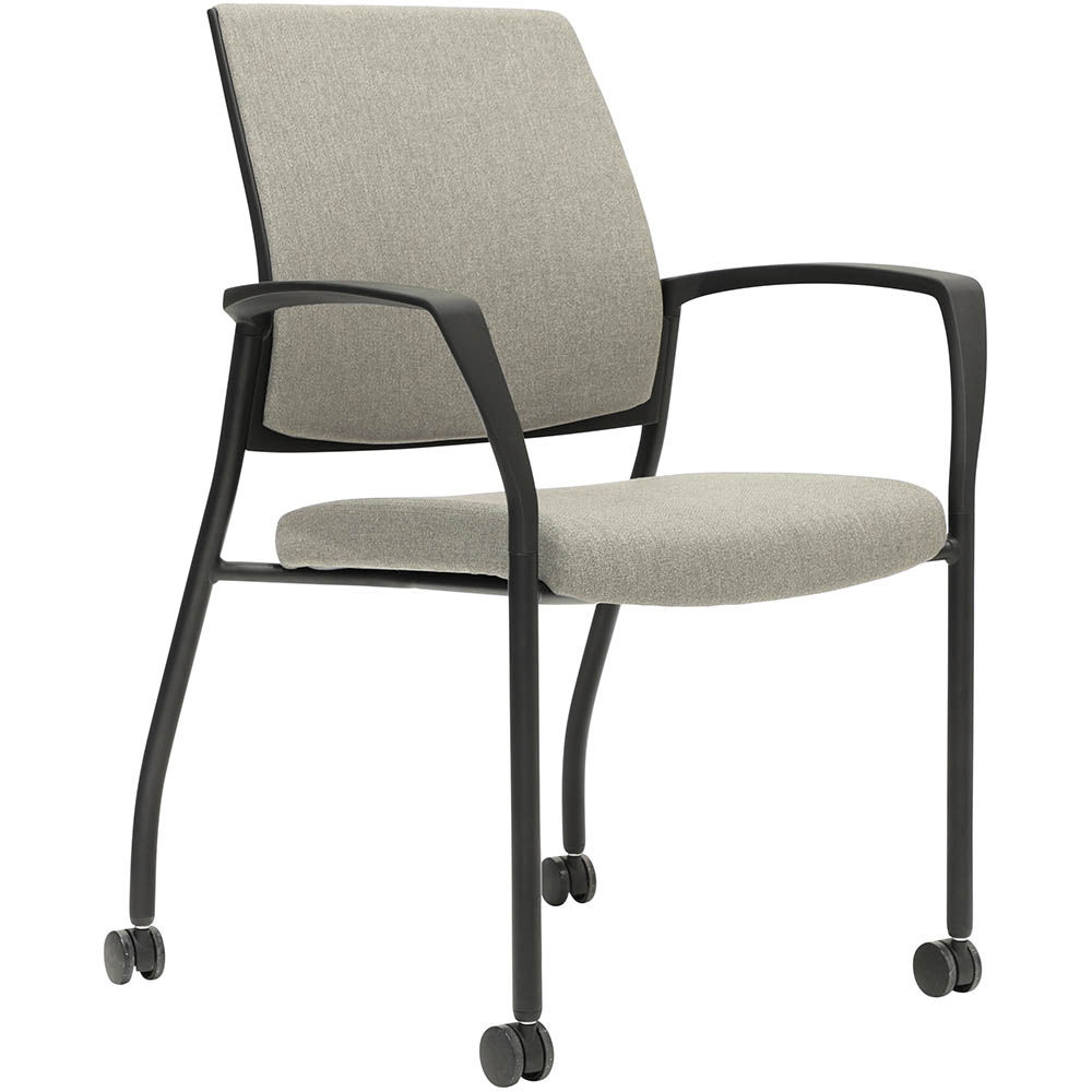 Image for URBIN 4 LEG ARMCHAIR CASTORS BLACK FRAME SAND SEAT AND INNER BACK from Emerald Office Supplies Office National