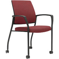 urbin 4 leg armchair castors black frame pomegranite seat and inner back
