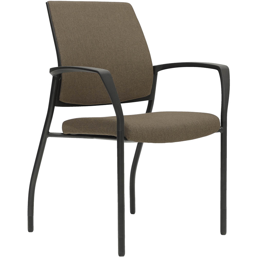 Image for URBIN 4 LEG ARMCHAIR GLIDES BLACK FRAME CHOCOLATE SEAT AND INNER BACK from Office National Perth CBD
