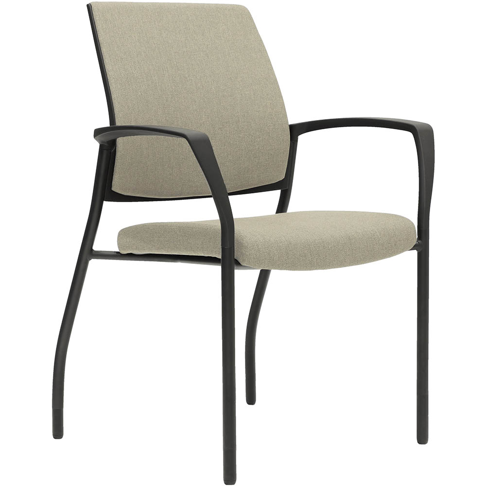 Image for URBIN 4 LEG ARMCHAIR GLIDES BLACK FRAME DRIFTWOOD SEAT AND INNER BACK from PaperChase Office National