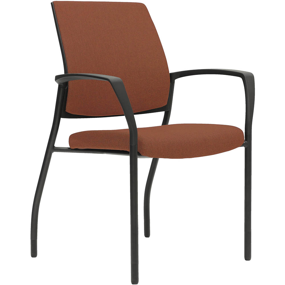 Image for URBIN 4 LEG ARMCHAIR GLIDES BLACK FRAME BRICK SEAT AND INNER BACK from Office National