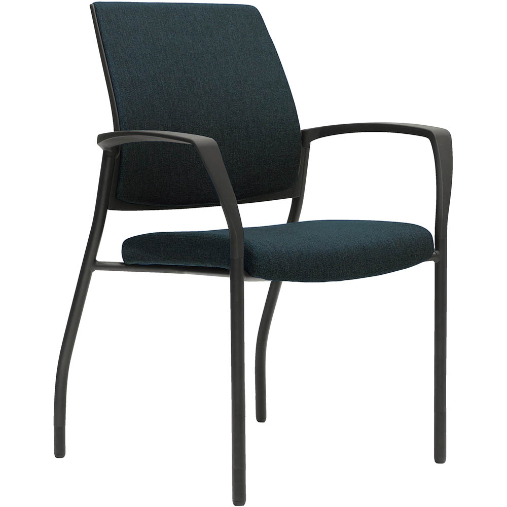 Image for URBIN 4 LEG ARMCHAIR GLIDES BLACK FRAME NAVY SEAT AND INNER BACK from Office National Sydney Stationery