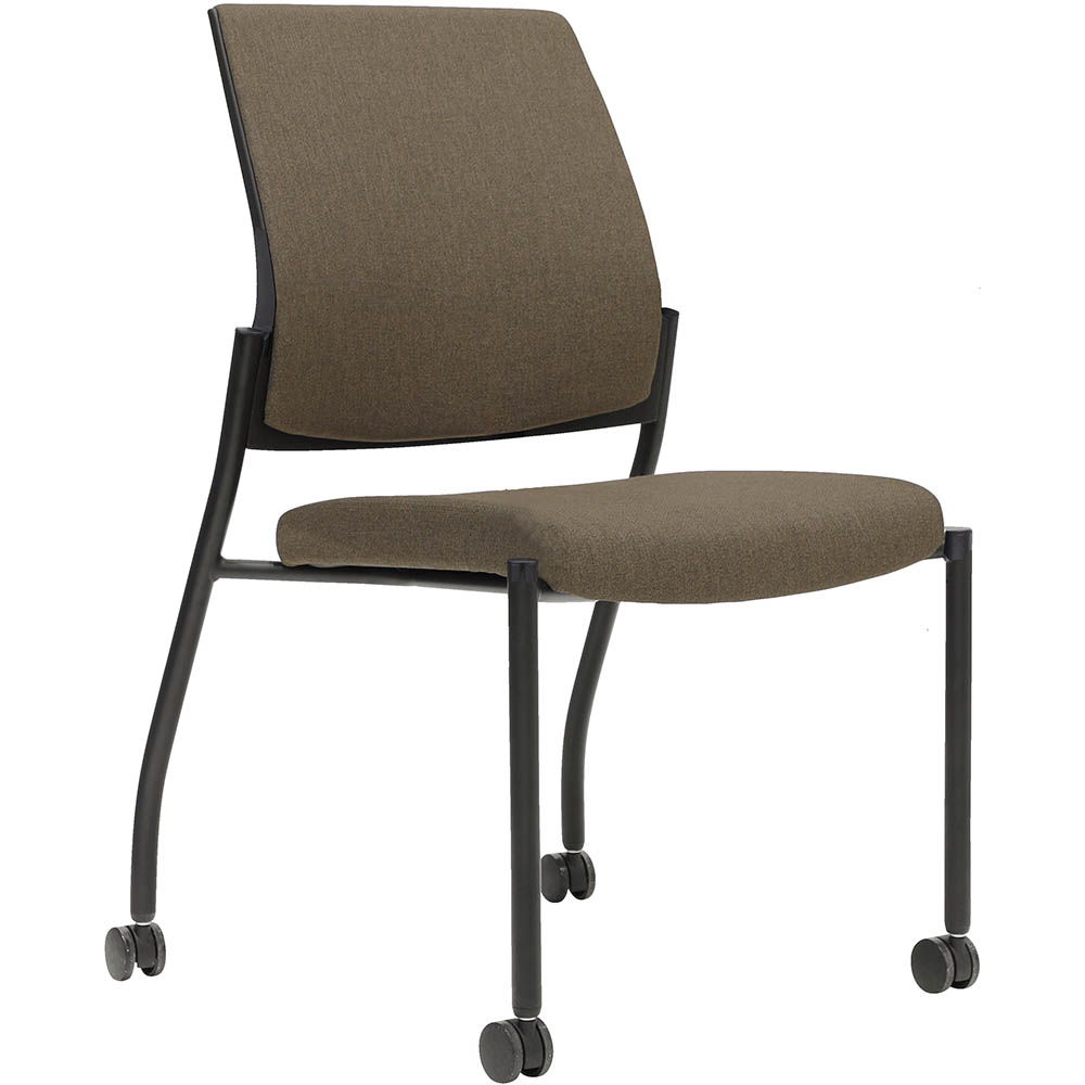 Image for URBIN 4 LEG CHAIR CASTORS BLACK FRAME CHOCOLATE SEAT INNER AND OUTER BACK from Ezi Office National Tweed