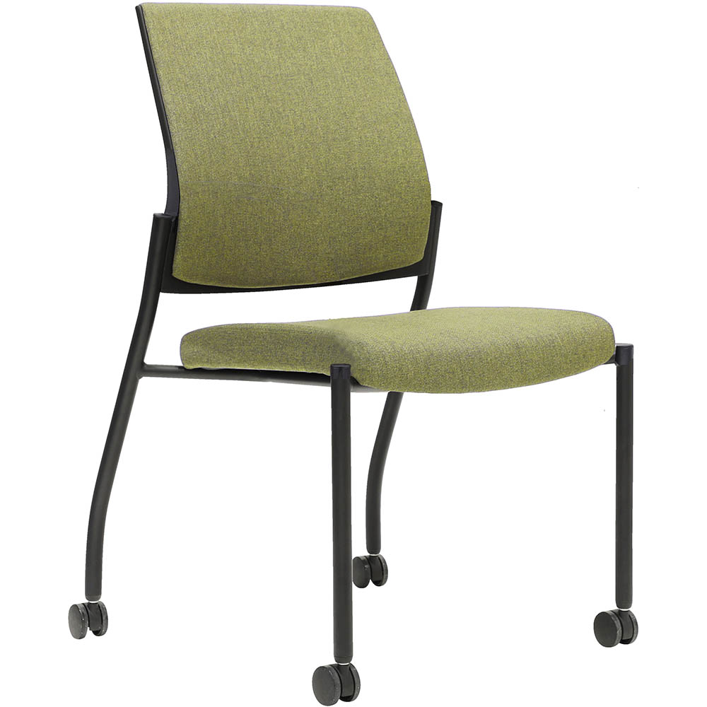 Image for URBIN 4 LEG CHAIR CASTORS BLACK FRAME APPLE SEAT INNER AND OUTER BACK from Copylink Office National