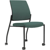 urbin 4 leg chair castors black frame teal seat inner and outer back