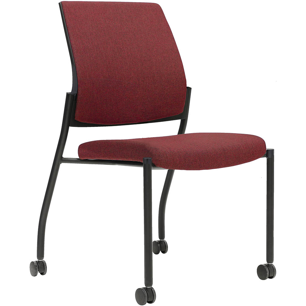 Image for URBIN 4 LEG CHAIR CASTORS BLACK FRAME POMEGRANITE SEAT INNER AND OUTER BACK from Coffs Coast Office National