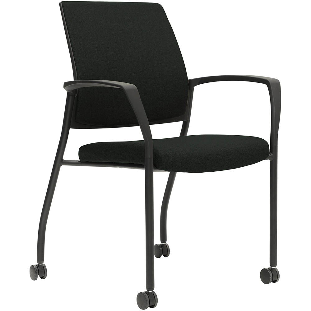 Image for URBIN 4 LEG ARMCHAIR CASTOR BLACK FRAME GRAVITY ONYX SEAT INNER AND OUTER BACK from Coffs Coast Office National