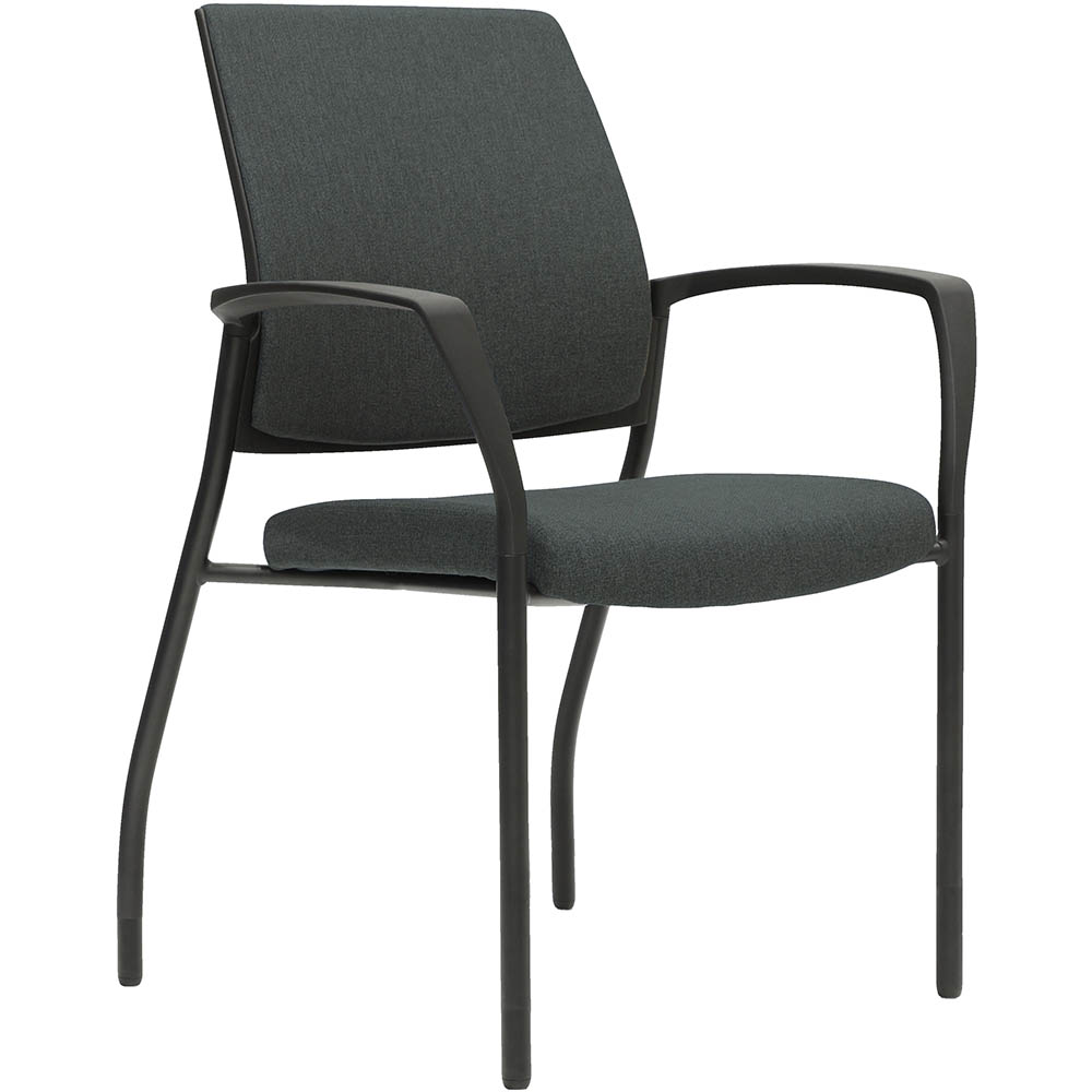Image for URBIN 4 LEG ARMCHAIR GLIDES BLACK FRAME GRAVITY SLATE FABRIC SEAT INNER AND OUTER BACK from C & G Office National