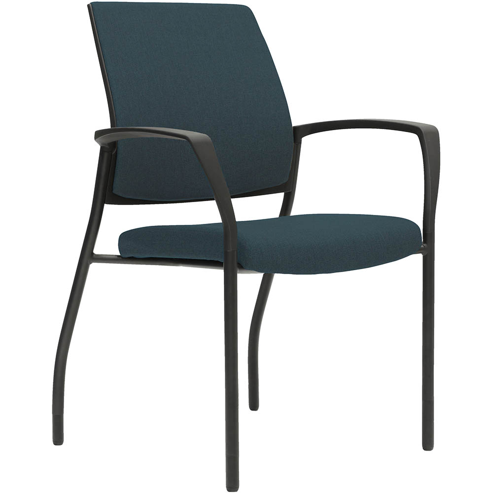 Image for URBIN 4 LEG ARMCHAIR GLIDES BLACK FRAME GRAVITY DENIM FABRIC SEAT INNER AND OUTER BACK from Office National