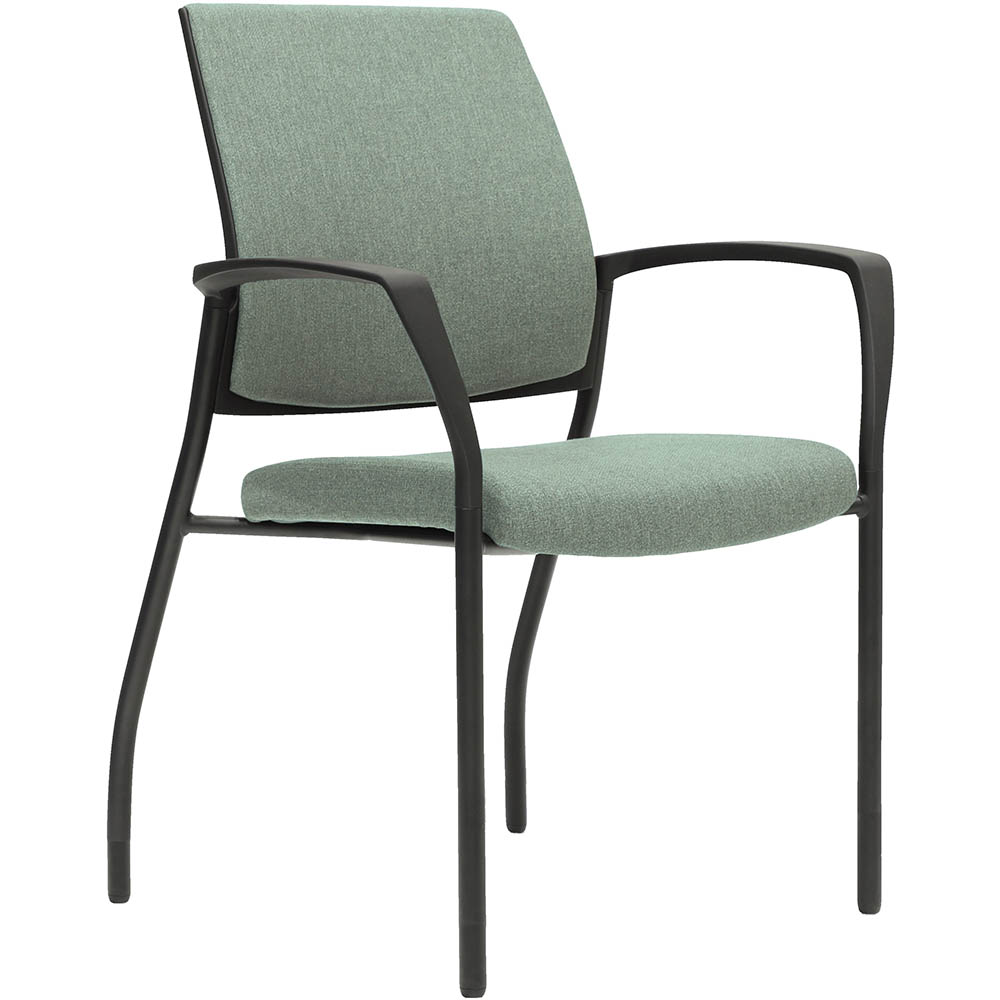 Image for URBIN 4 LEG ARMCHAIR GLIDES BLACK FRAME GRAVITY CLOUD FABRIC SEAT INNER AND OUTER BACK from Office National