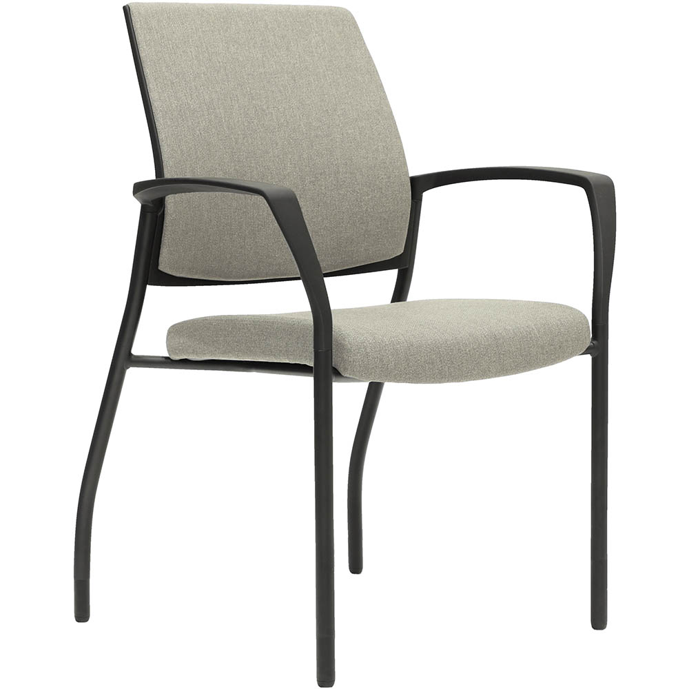 Image for URBIN 4 LEG ARMCHAIR GLIDES BLACK FRAME GRAVITY SAND FABRIC SEAT INNER AND OUTER BACK from PaperChase Office National