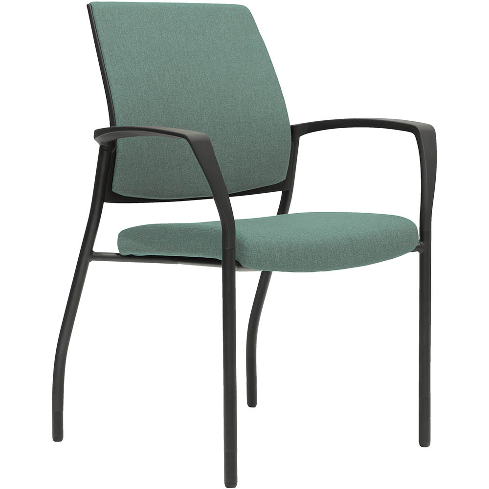 Image for URBIN 4 LEG ARMCHAIR GLIDES BLACK FRAME GRAVITY TEAL FABRIC SEAT INNER AND OUTER BACK from SBA Office National - Darwin