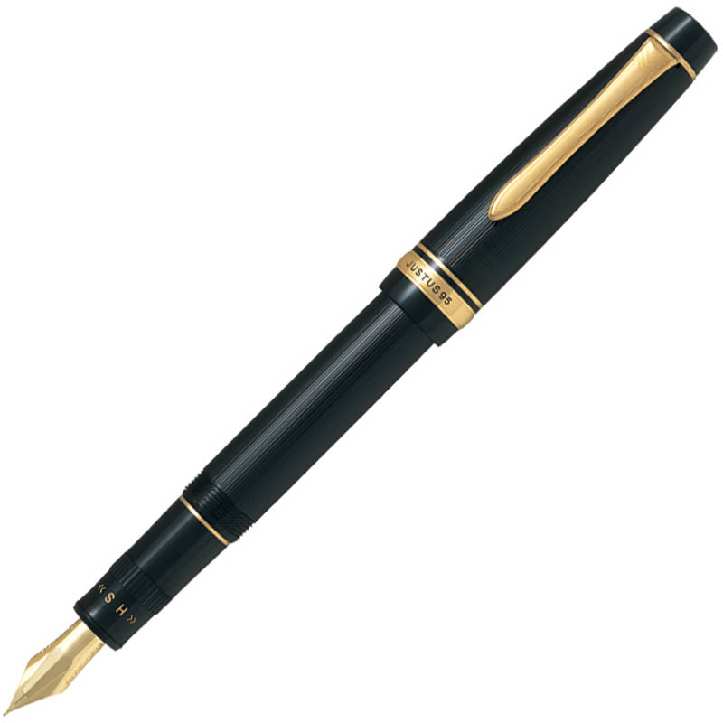 Image for PILOT JUSTUS 95 FOUNTAIN PEN BLACK STRIPE BARREL FINE NIB BLACK INK from PaperChase Office National