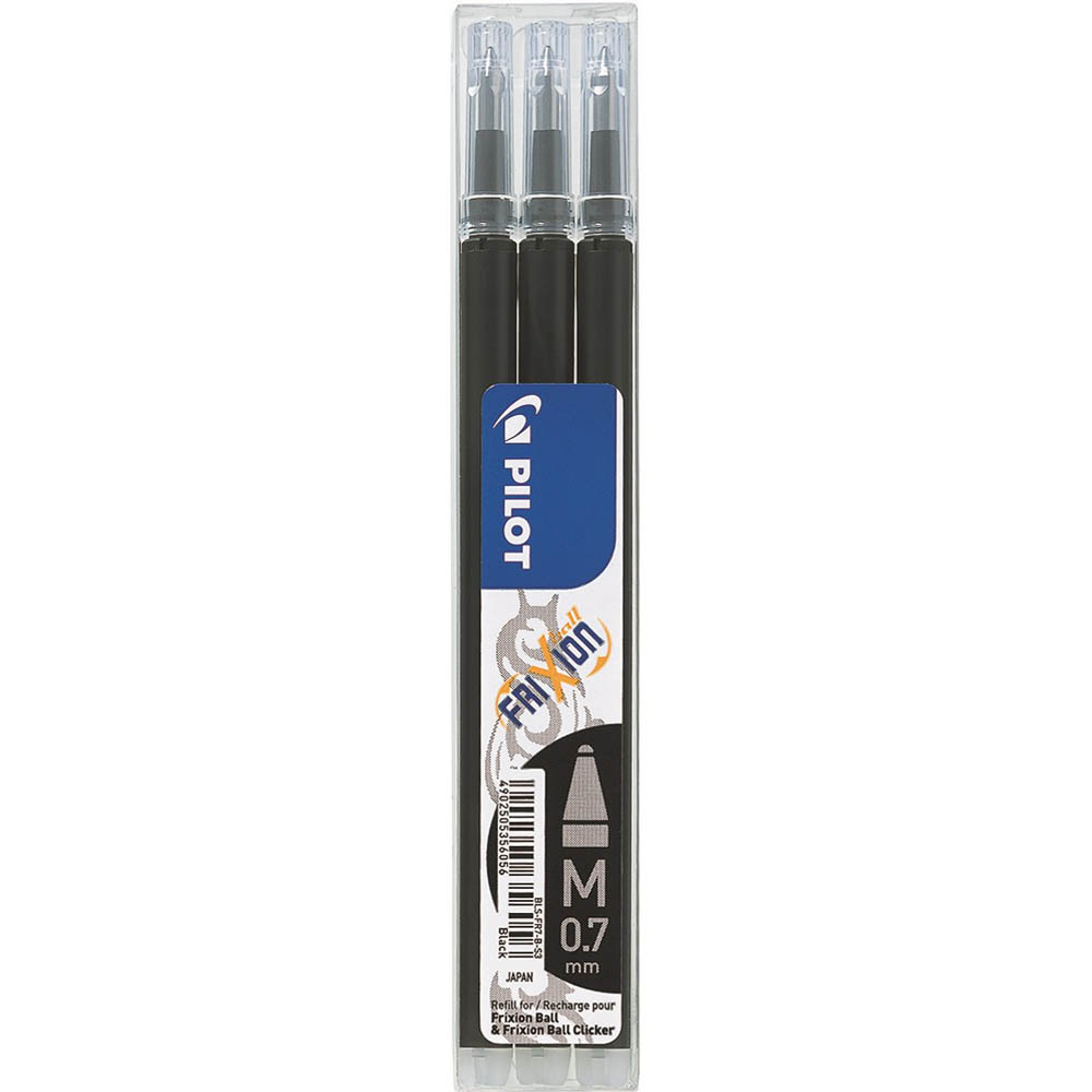 Image for PILOT BLS-FR7 FRIXION ERASABLE ROLLERBALL GEL REFILL MEDIUM 0.7MM BLACK PACK 3 from Office National Limestone Coast
