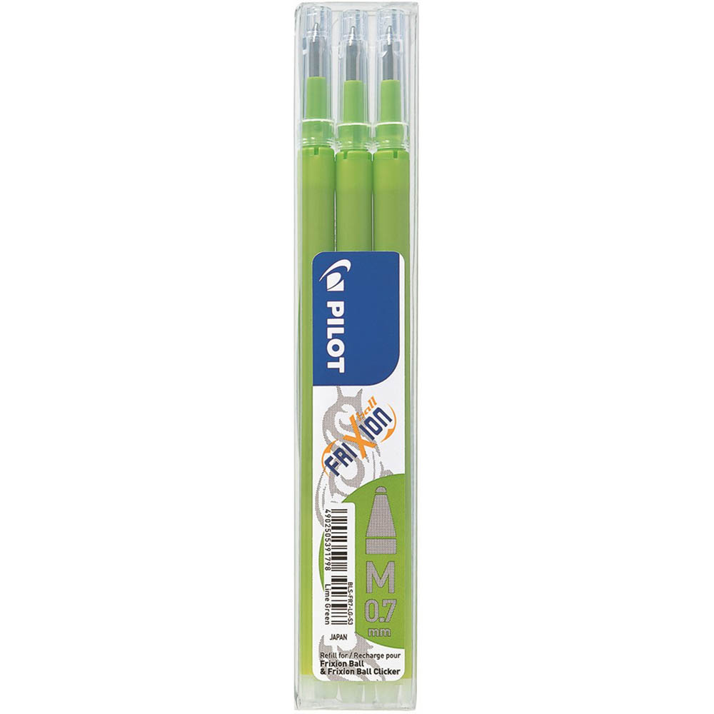 Image for PILOT BLS-FR5 FRIXION ERASABLE ROLLERBALL GEL REFILL FINE 0.5MM LIGHT GREEN PACK 3 from Emerald Office Supplies Office National