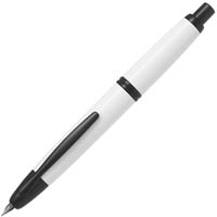 pilot capless black accent fountain pen white barrel stub nib black ink