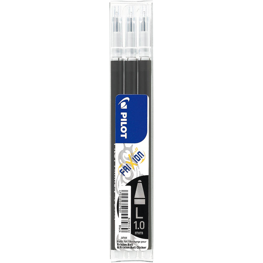 Image for PILOT BLS-FR10 FRIXION ERASABLE ROLLERBALL GEL REFILL MEDIUM 1.0MM BLACK PACK 3 from Office National Perth CBD