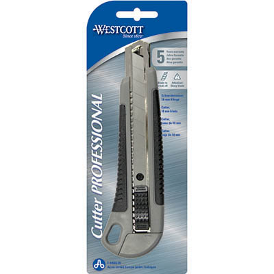 Image for WESTCOTT PROFESSIONAL KNIFE CUTTER WITH BLADE 18MM GREY from Express Office National