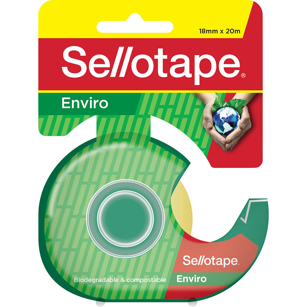 Image for SELLOTAPE ENVIRO TAPE WITH DISPENSER 18MM X 20M GREEN/CLEAR from Darwin Business Machines Office National